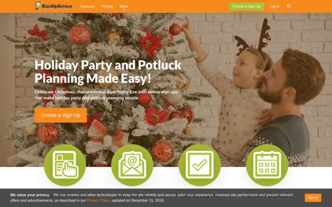 Christmas Party or Holiday Potluck Planning with SignUpGenius