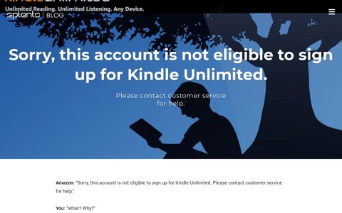 Sorry, this account is not eligible to sign up for Kindle ... - Splento