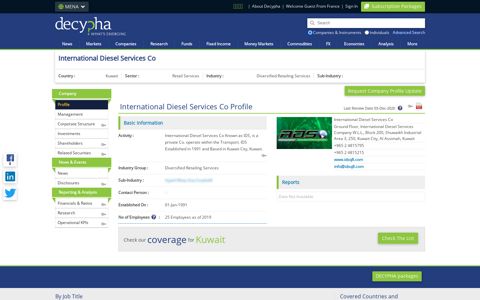 International Diesel Services Co Profile - Decypha