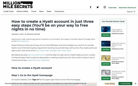 How to setup a Hyatt account | Million Mile Secrets
