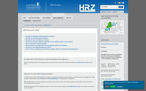 Goethe-Universität — HRZ-Account | FAQ