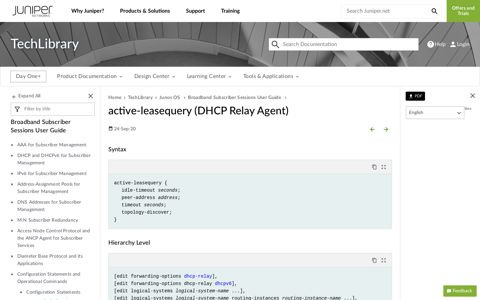 active-leasequery (DHCP Relay Agent) - TechLibrary ...