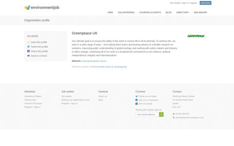 Greenpeace UK | Environmentjob.co.uk