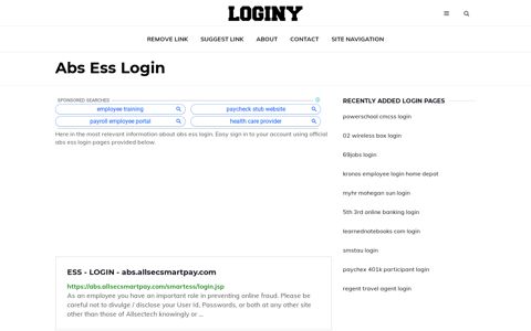 Abs Ess Login ✔️ One Click Login - loginy.co.uk