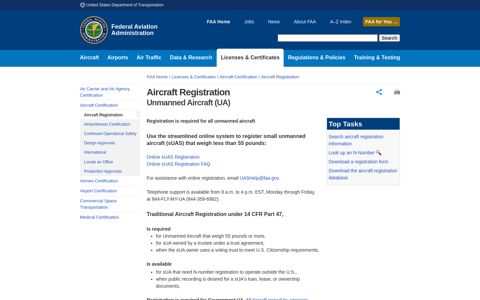 Aircraft Registration – Unmanned Aircraft (UA)