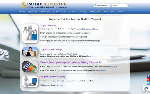 Login To Your Income Activator Website