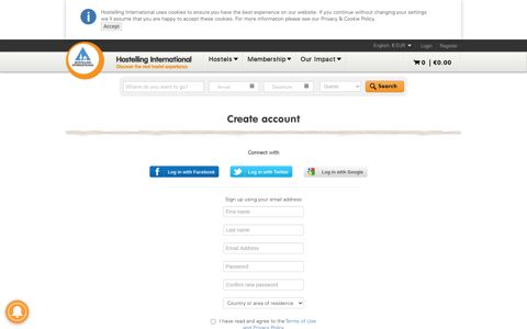 Create account - Hostels Worldwide - Hostelling International