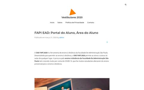 FAPI EAD — Portal do Aluno, Área do Aluno - Vestibulares 2020