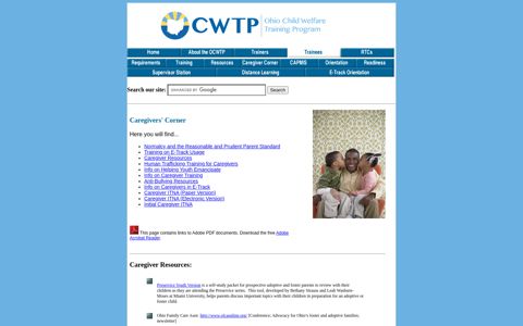 Caregivers' Corner - The Ohio Child Welfare Training Program
