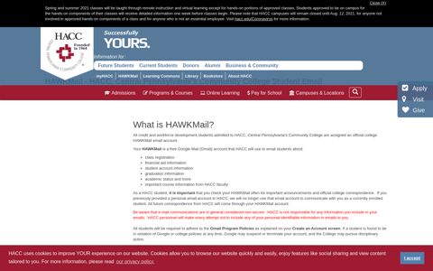 HAWKMail - HACC, Central Pennsylvania's Community College
