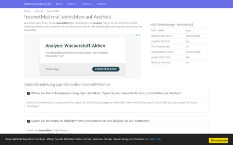 Android freenetMail mail setup | Mail Einstellungen