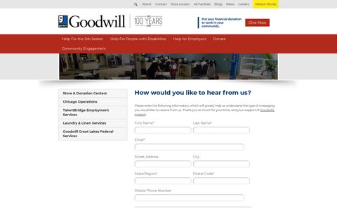Goodwill Email Newsletter Signup