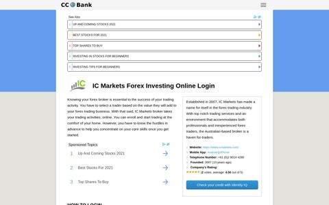 IC Markets Forex Investing Online Login - CC Bank
