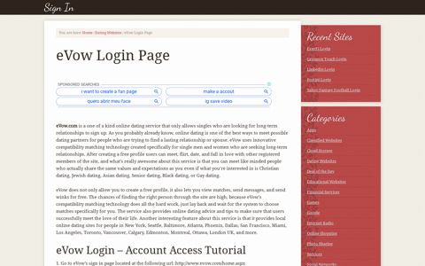 eVow Login Page - Signin.co