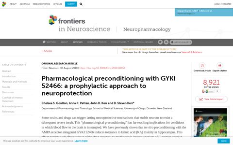 Pharmacological Preconditioning with GYKI 52466 ... - Frontiers