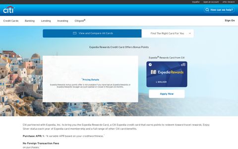 Expedia ® Rewards Card from Citi - Citi's online banking ...