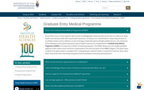 The Graduate Entry Medical Programme - GEMP - Wits ...