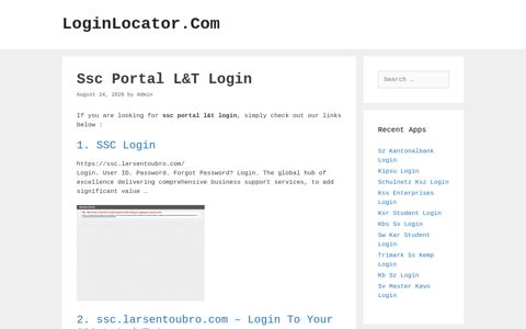 Ssc Portal L&T Login - LoginLocator.Com