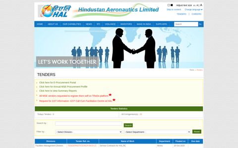 tenders - Hindustan Aeronautics Limited
