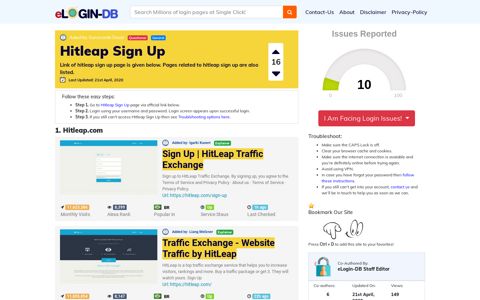 Hitleap Sign Up - A database full of login pages from all over ...