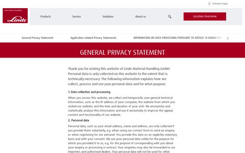 Privacy Statement - Linde Material Handling