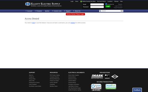 Please Log in - Elliott Electric Supply