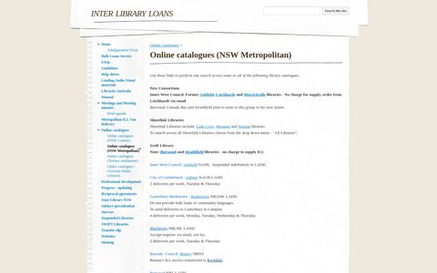 Online catalogues (NSW Metropolitan) - inter library loans