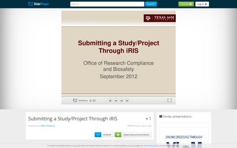 Submitting a Study/Project Through iRIS - ppt download