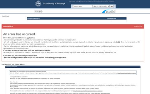 New Application - MyEd - The University of Edinburgh