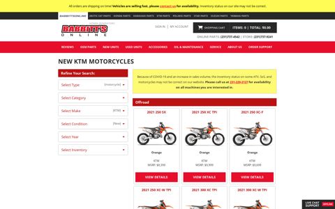New KTM Motorcycles | Babbitts Online