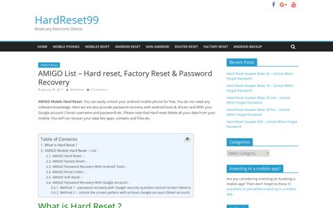 AMIGO List - Hard reset, Factory Reset & Password Recovery