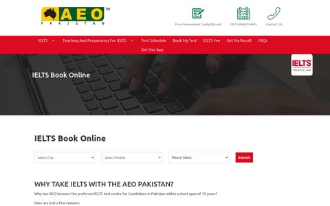 IELTS Online Booking in Pakistan With AEO