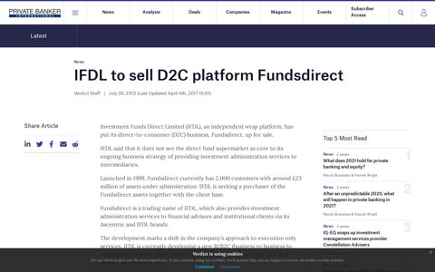 IFDL to sell D2C platform Fundsdirect - Private Banker International