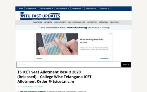 TS ICET Seat Allotment Result 2020 (Released) - College ...