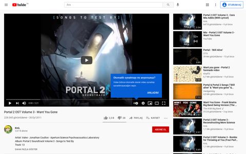 Portal 2 OST Volume 3 - Want You Gone - YouTube