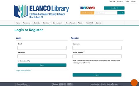 Login or Register - Eastern Lancaster County Library