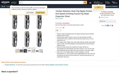 Yardwe Stainless Steel Pig Nipple Drinker Anti ... - Amazon.com