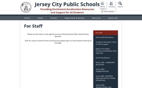 For Staff – Resources – Jersey City Public Schools