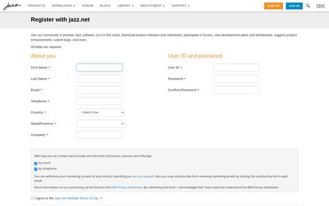 Jazz Community Site - Register - Jazz.net