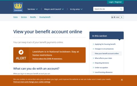 View your benefit account online - Lewisham Council