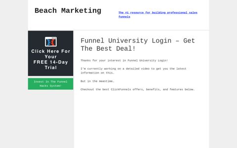 Funnel University Login – Get The Best Deal! | Beach Marketing