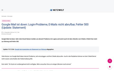 Google Mail ist down: Login-Probleme, E-Mails nicht abrufbar ...