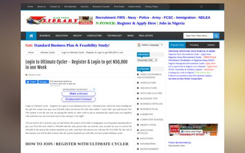 Login to Ultimate Cycler - Register & Login to get N50,000 in ...