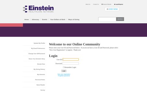 User Login - Einstein Healthcare Network