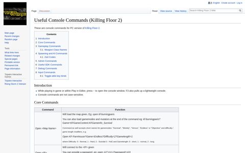 Useful Console Commands (Killing Floor 2) - Killing Floor 2 Wiki