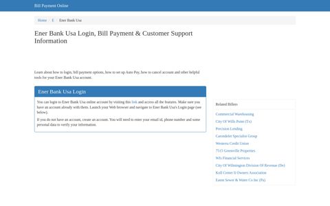 Ener Bank Usa Login, Bill Payment & Customer Support ...