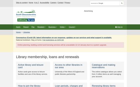 Library membership, loans and renewals | South ...