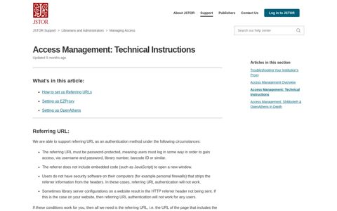 Access Management: Technical Instructions – JSTOR Support