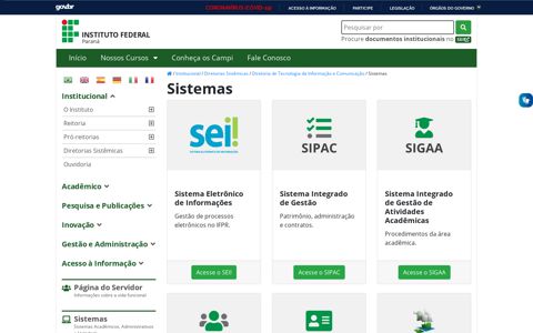 Sistemas – Instituto Federal do Paraná - IFPR