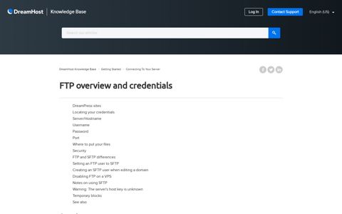 FTP overview and credentials – DreamHost Knowledge Base